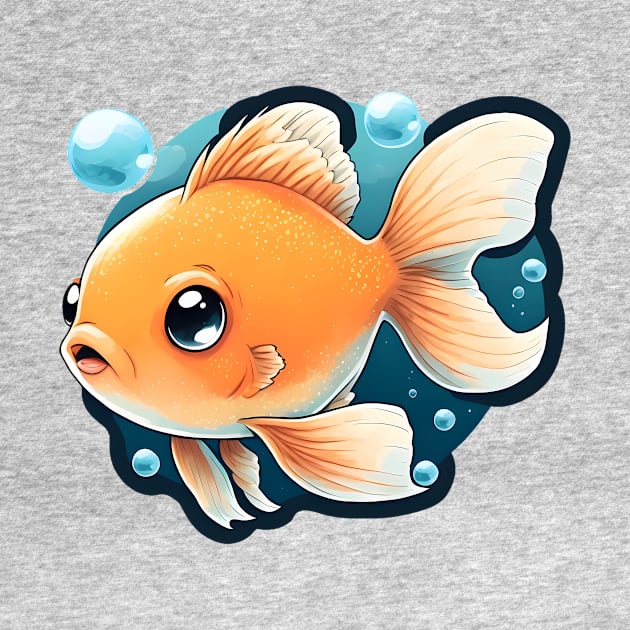 Beautiful goldfish with big eyes and bubbles by Cute Planet Earth Mini